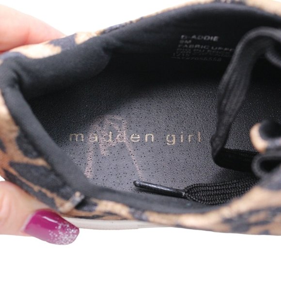 Madden Girl Addie Sz 9M Leopard Print Suede Rose Embroidered Laces Tennis Shoes - Picture 10 of 11